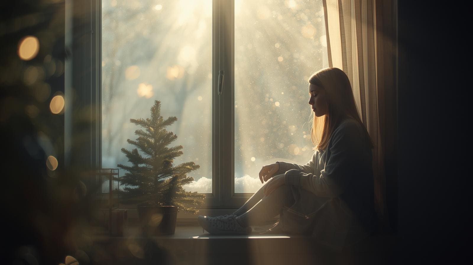 Peaceful winter image representing comfort and emotional support during grief in the holiday season